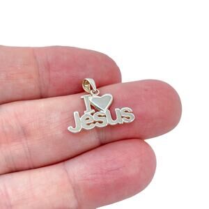 Estate Sterling Silver 925 I Love Jesus Charm Pendant